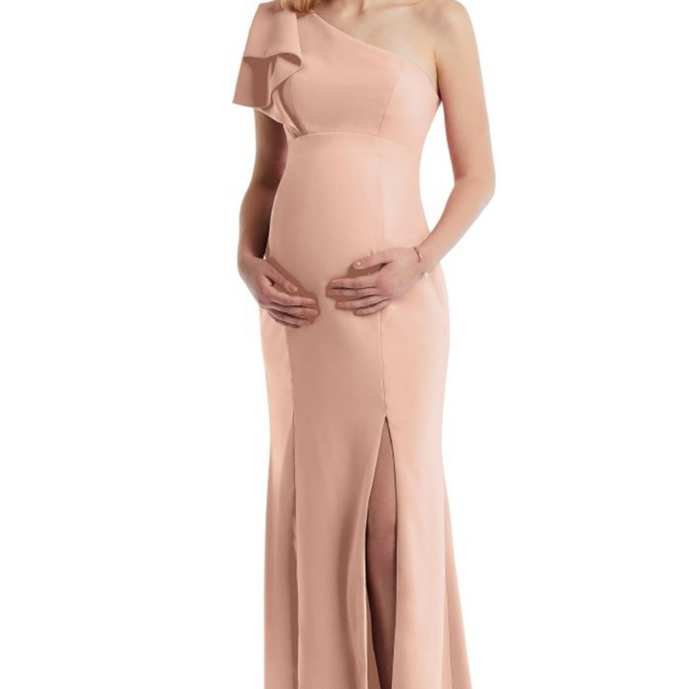 Elegant One-Shoulder Maternity Dress in Blush